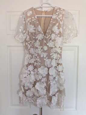 Floral embroidery mini dress